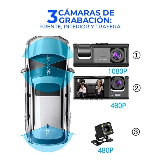 🚗DashCam🚧🚘 Cámara 3 en 1🚦