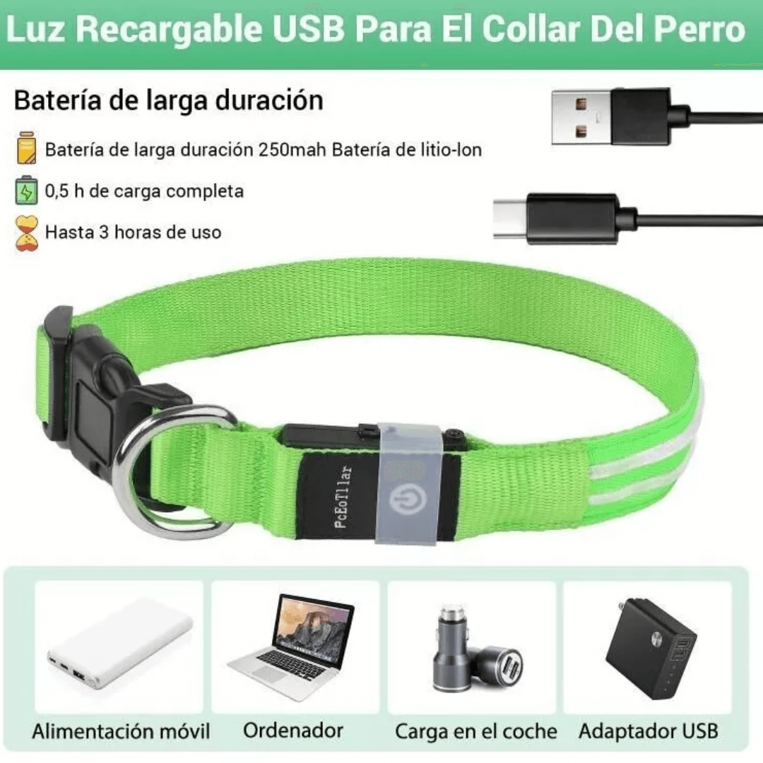 🐾Collar led para los peludos recargable🐾