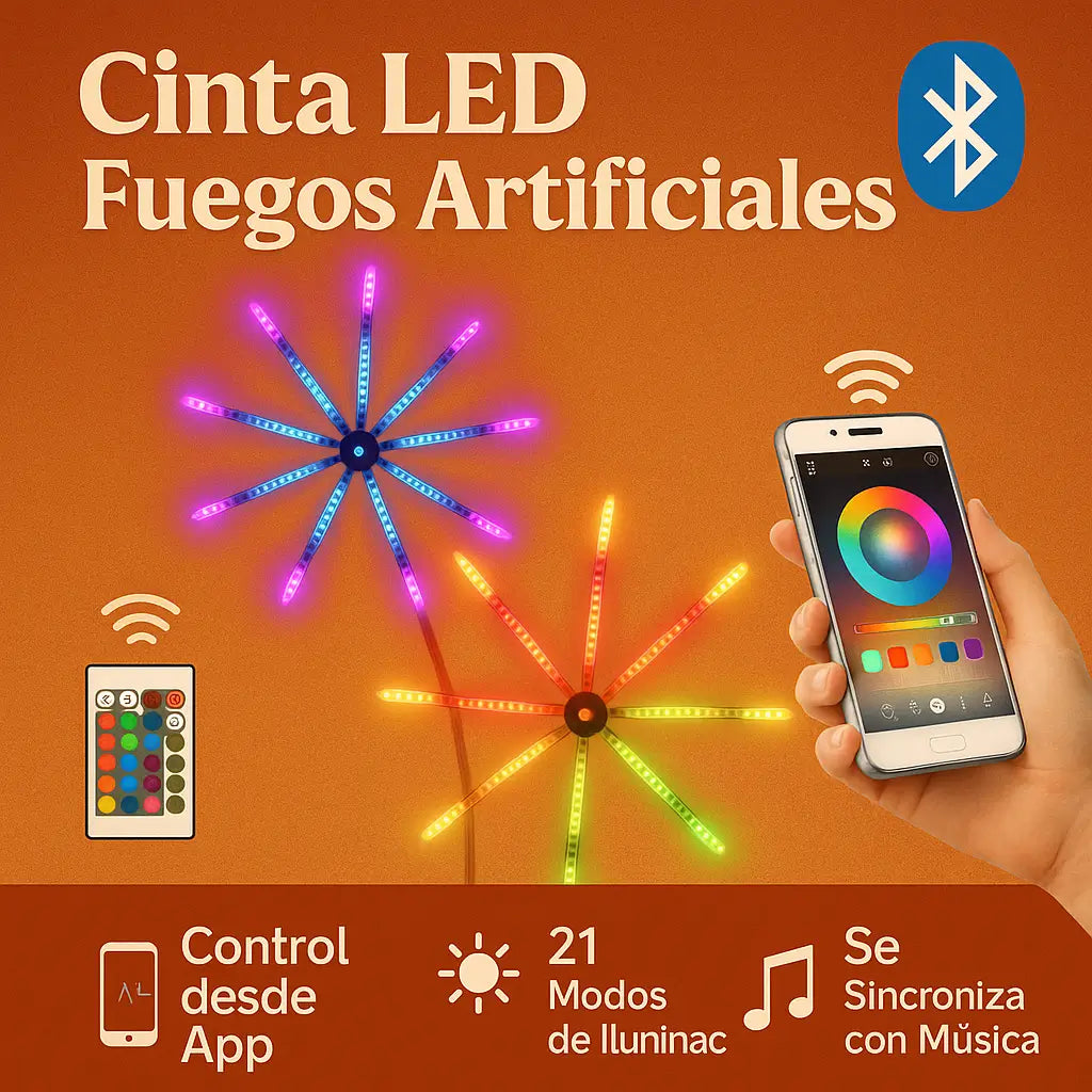 🎉Cinta Led Fuegos✨🪩 Artificiales Navidad🎆