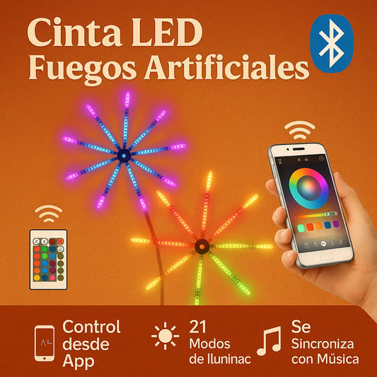 🎉Cinta Led Fuegos✨🪩 Artificiales Navidad🎆