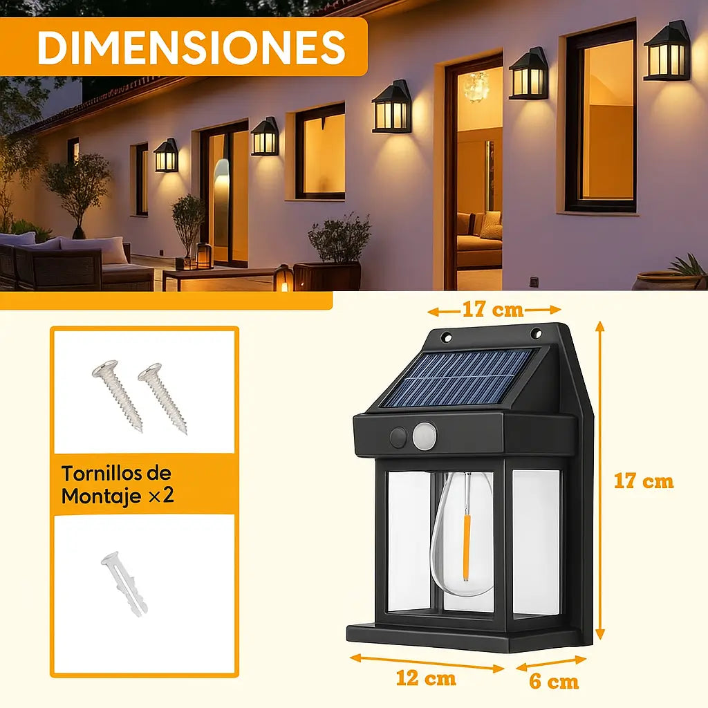💡EcoLuz 360™🔋🌙Farol Solar de Pared Exterior por 2 Unidades🌧️