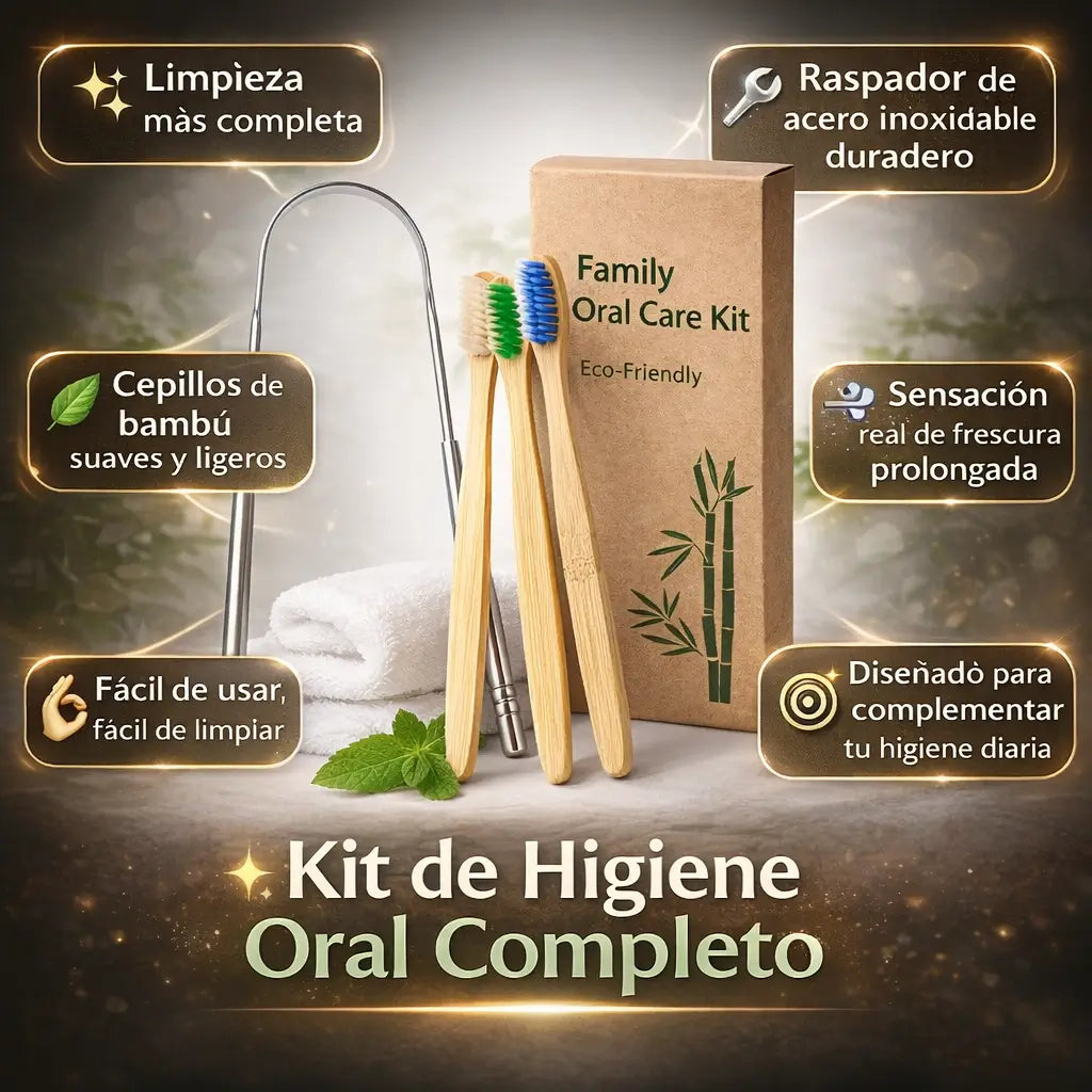 🟢 Kit familiar ecológico para una sonrisa fresca todos los días.🪥